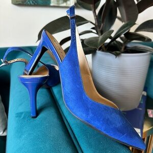 Blue Suede Slingbacks